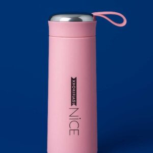 KARIKAR Vacuum Insulated Water Bottle – Pastel Series, 400 ml | Leak-Resistant Mirror Cap, Carry Loop | Glass & Plastic