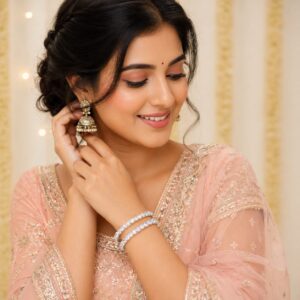 Crystal Glass Bangle Set for Women (Set of 2) | Silver Plated Sparkling Chudi | Traditional Ethnic Bridal & Party Wear Bangles