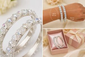 Crystal Glass Bangle Set for Women (Set of 2) | Silver Plated Sparkling Chudi | Traditional Ethnic Bridal & Party Wear Bangles